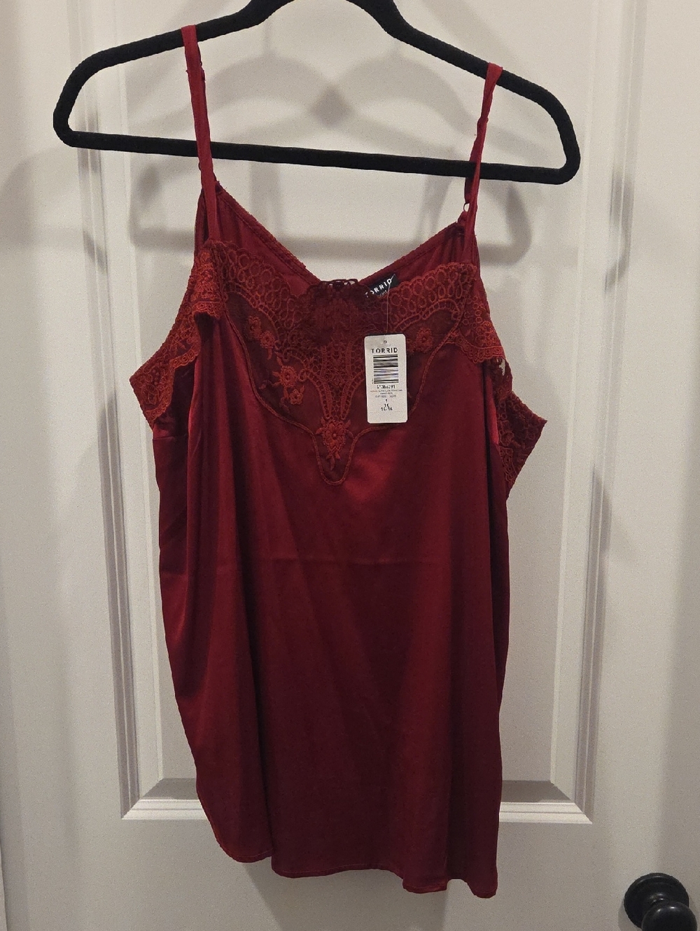 torrid Lace-Trim Satin Cami in Wine Red (Biking Red)